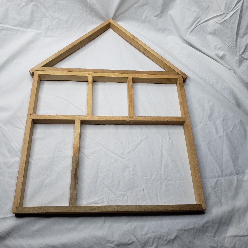 Low Profile Wood House Shadowbox Picture Frame 19 x 13 Inches Handmade Wall Art